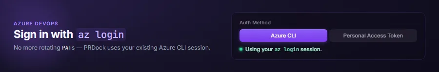 Azure CLI auth in settings