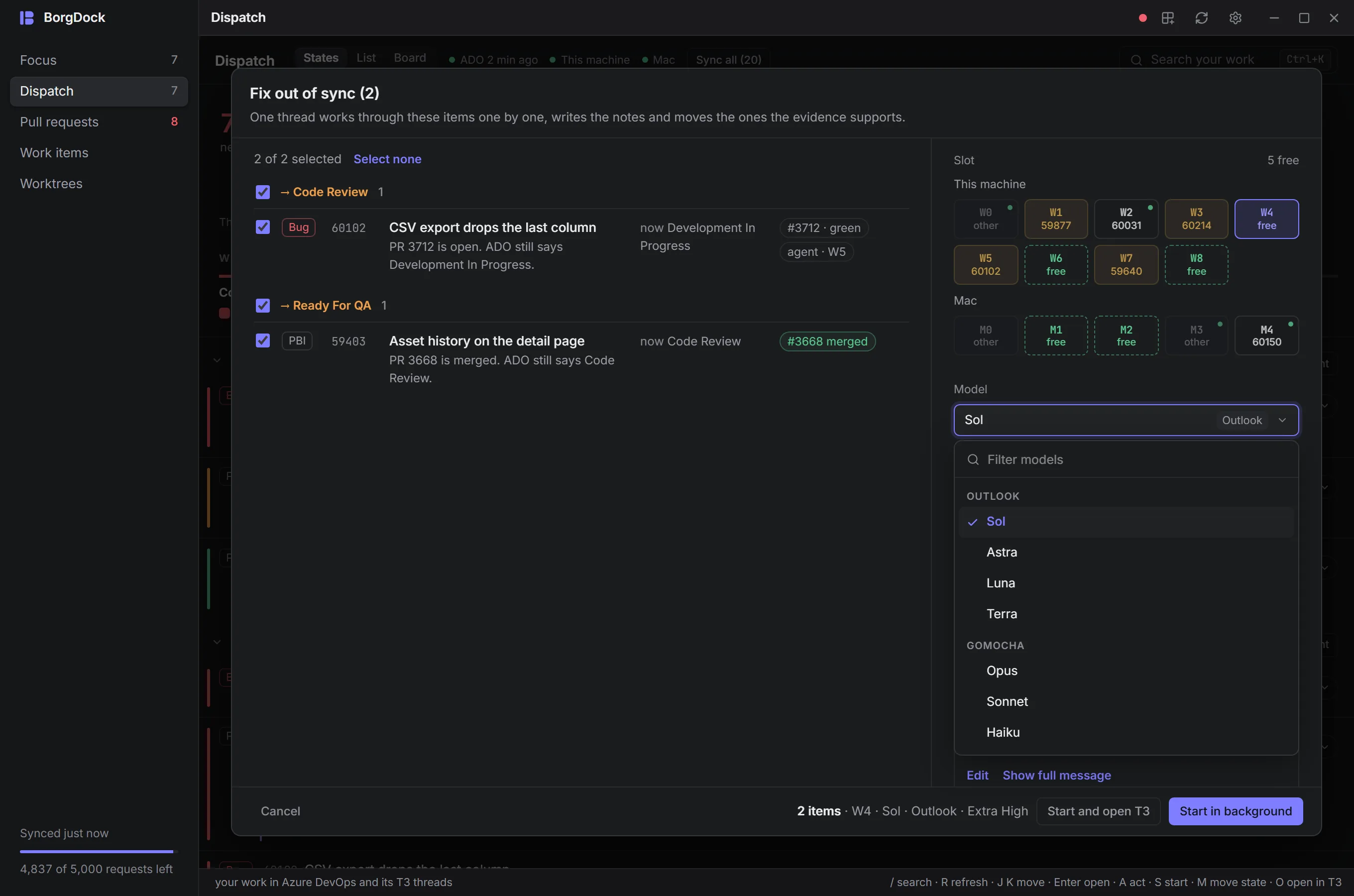 The Fix out of sync sheet with the model picker open