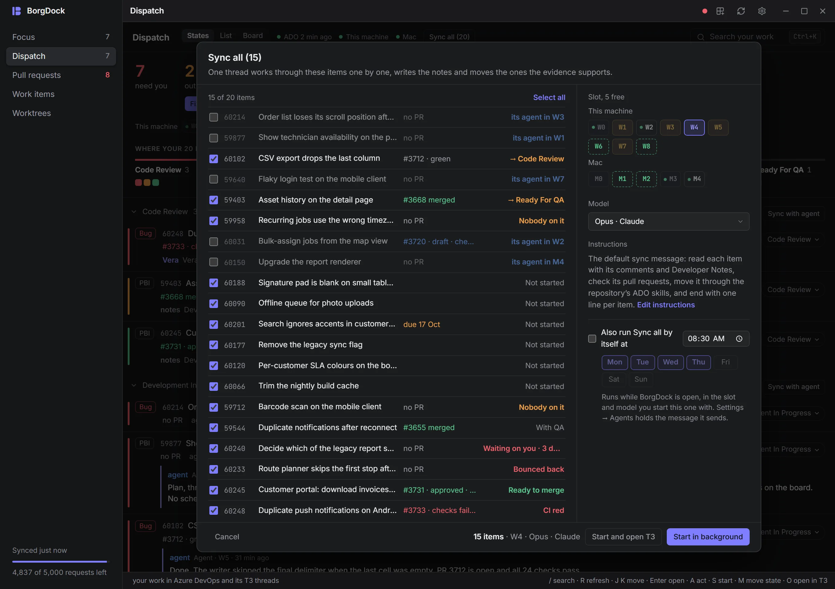 The wider sync sheet