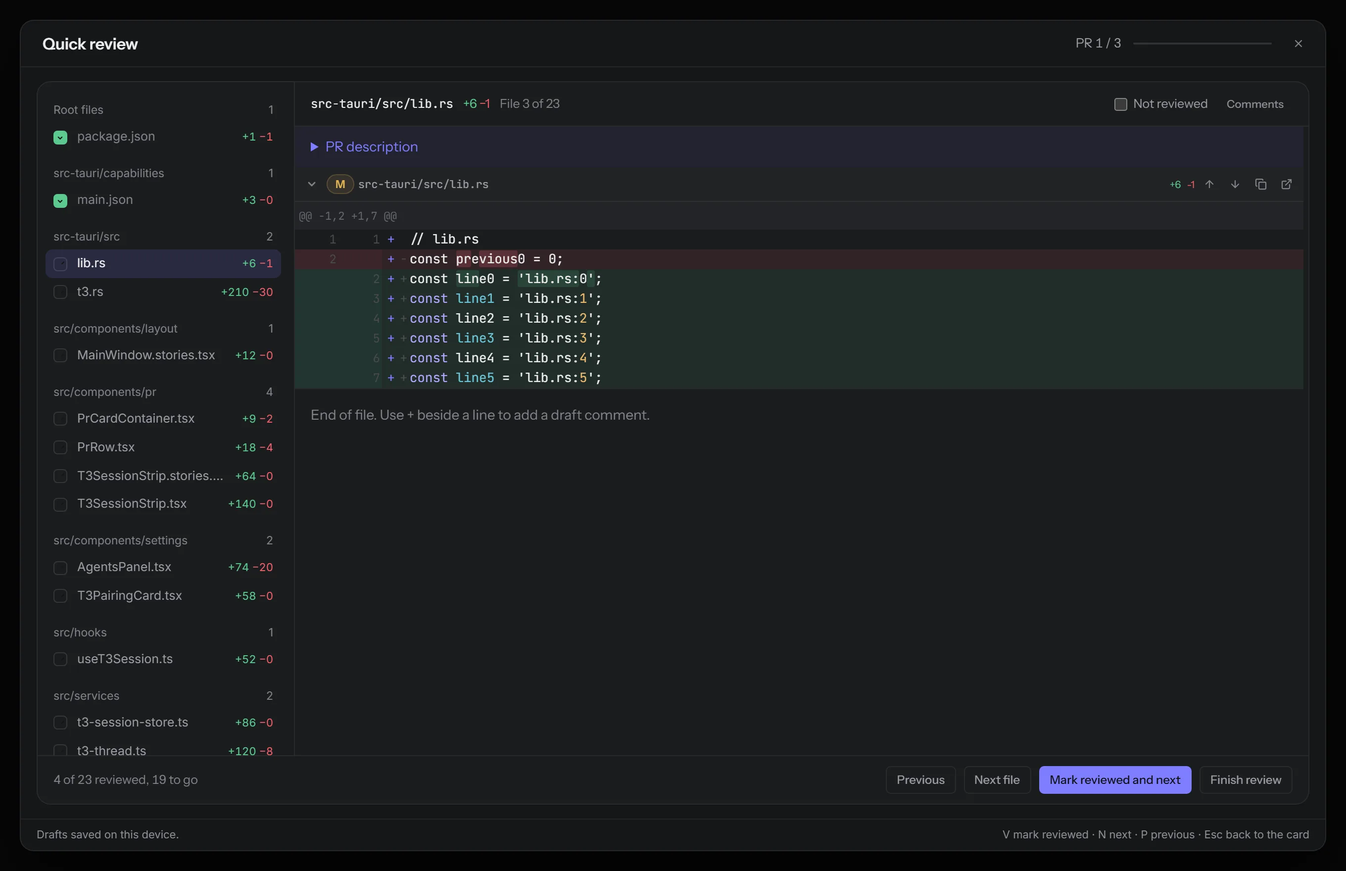 Quick Review walking through a large pull request