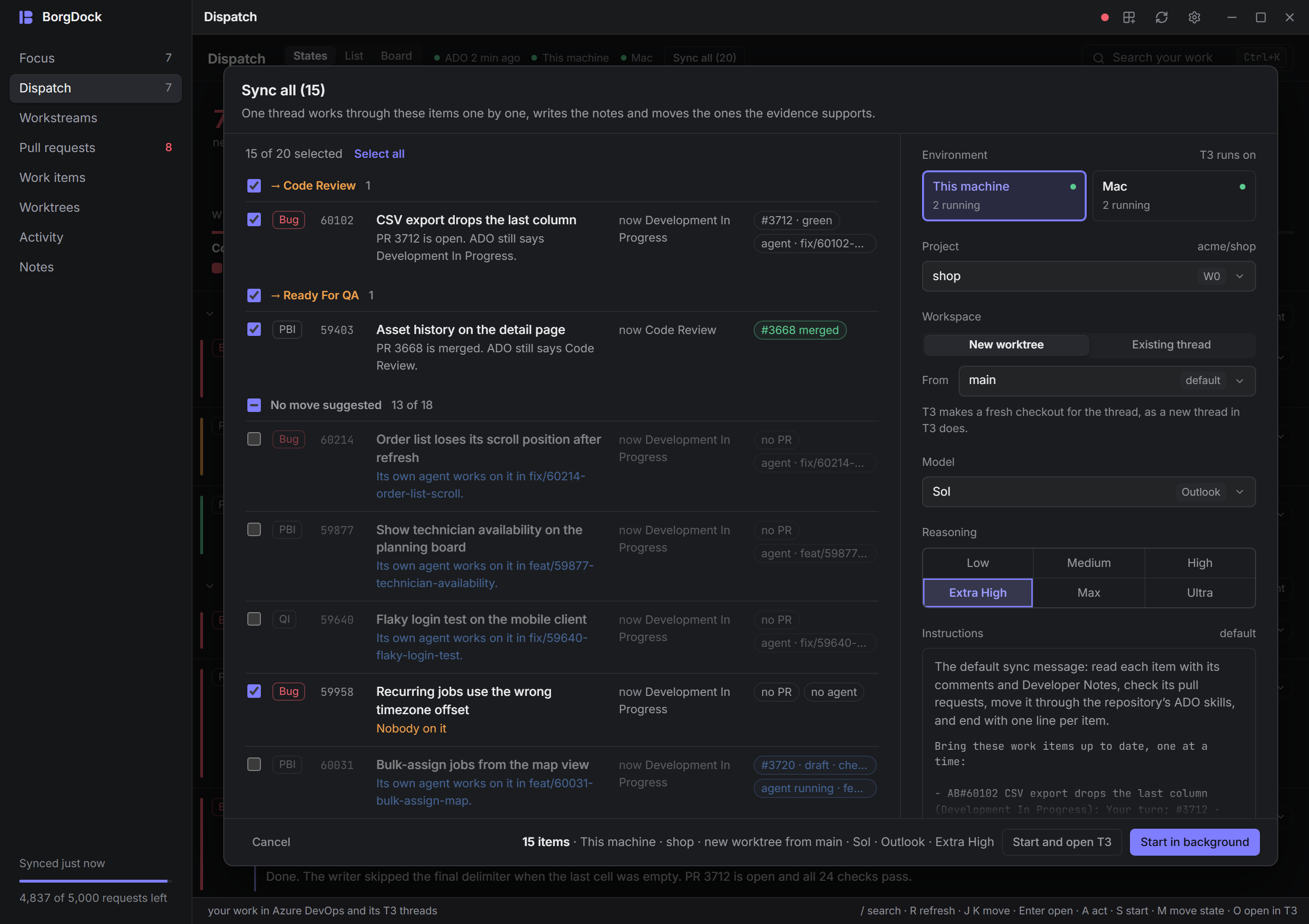 Sync all: every item you own for one agent, with a schedule to repeat it on the days and at the time you pick
