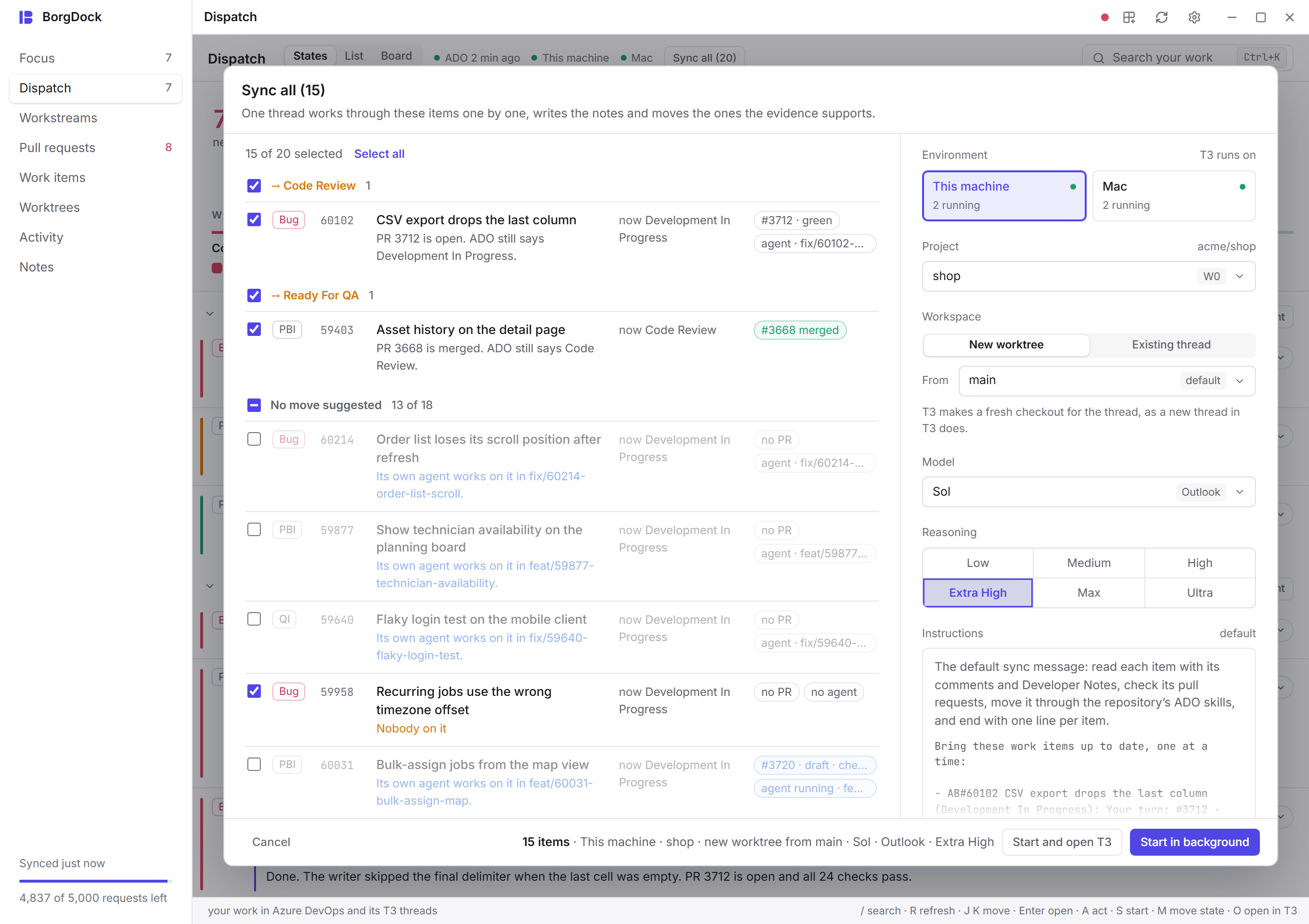 Sync all: every item you own for one agent, with a schedule to repeat it on the days and at the time you pick
