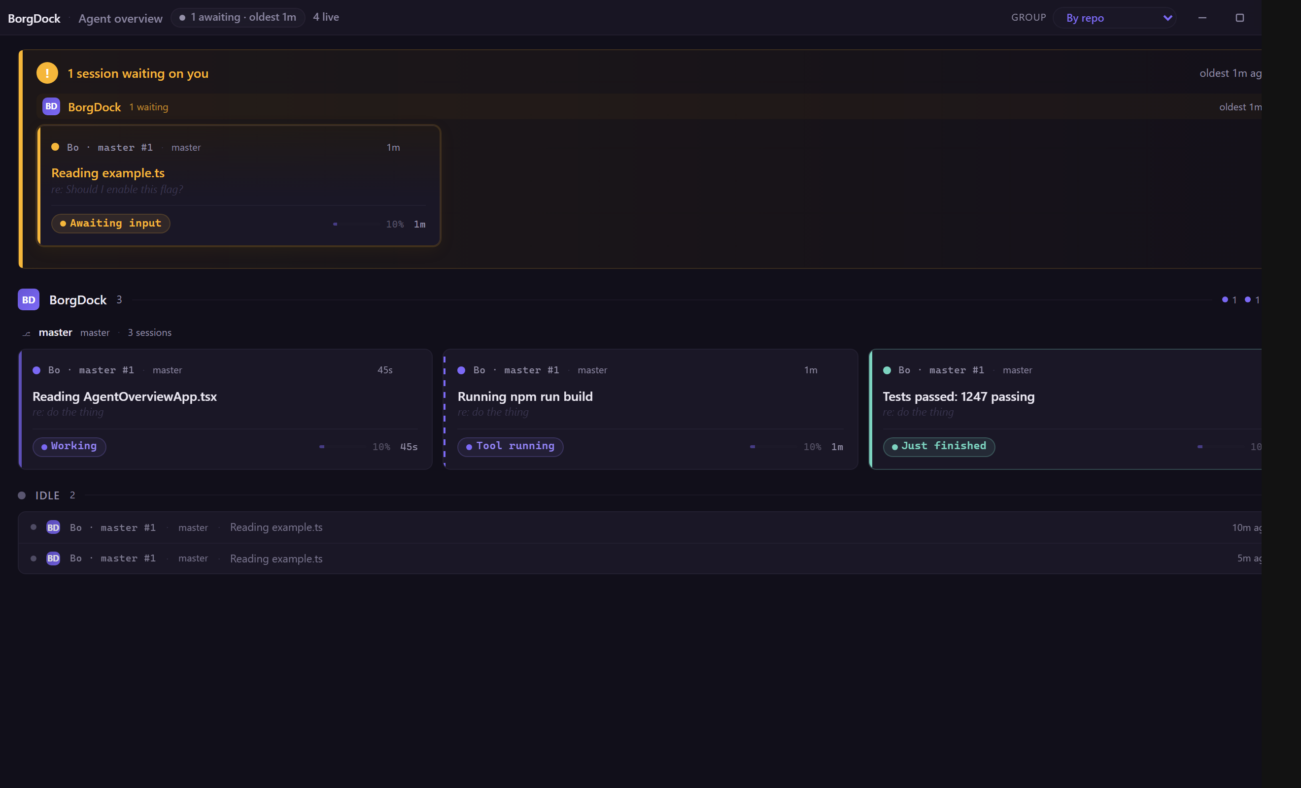The Agent Overview dashboard